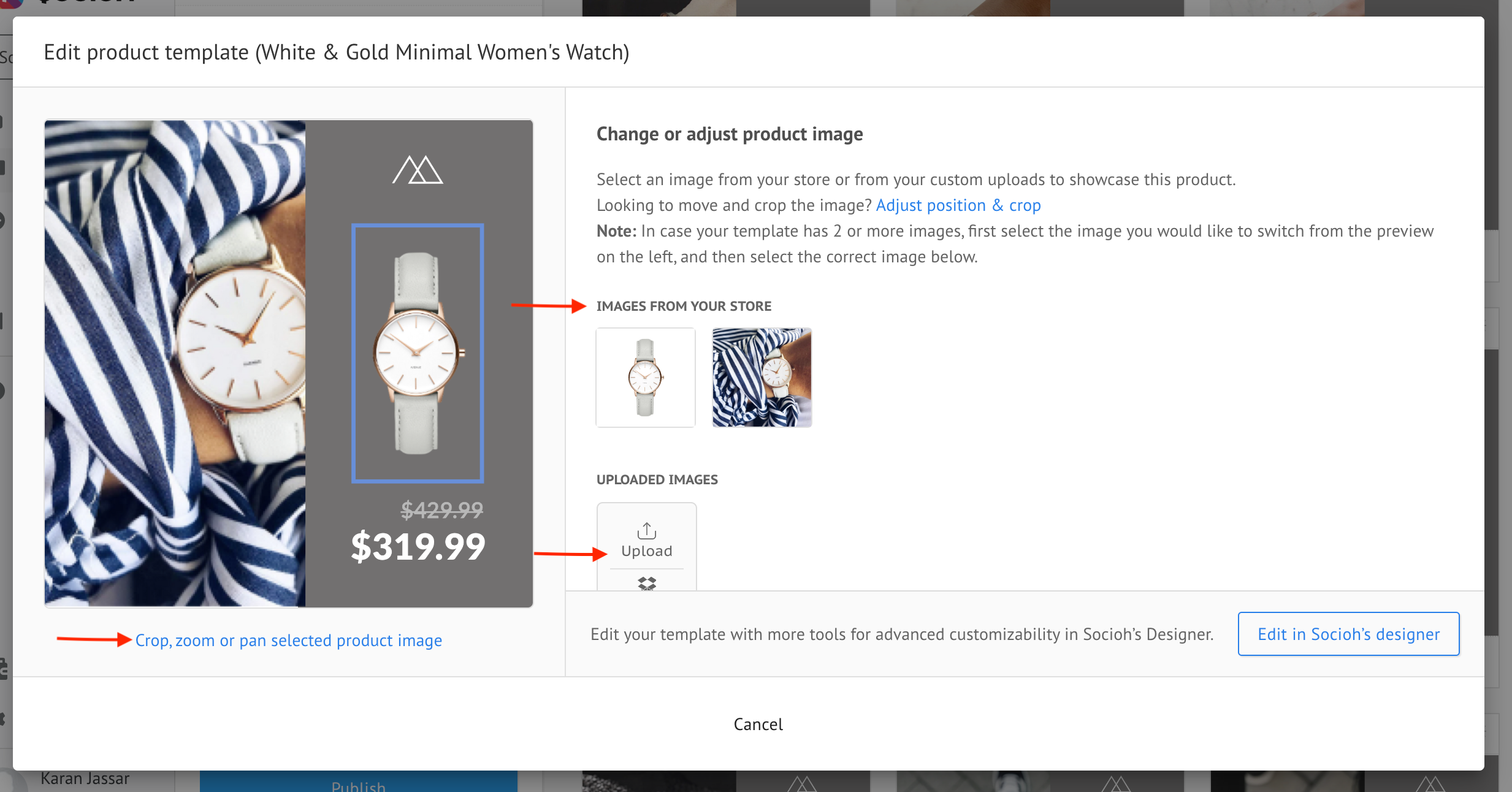 Edit product cards Socioh