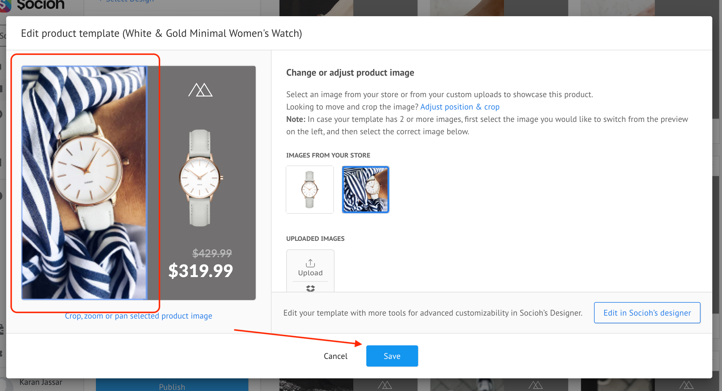 Editing product cards Socioh
